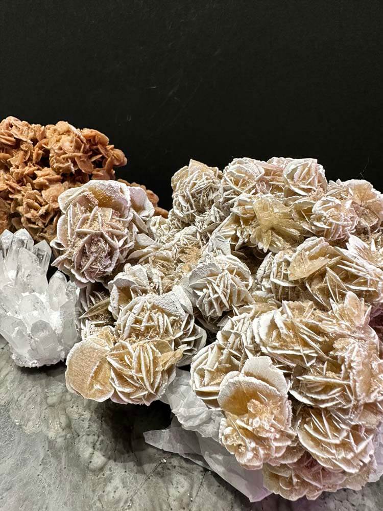 natural white desert rose crystals 