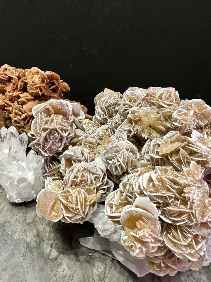 natural white desert rose crystals 