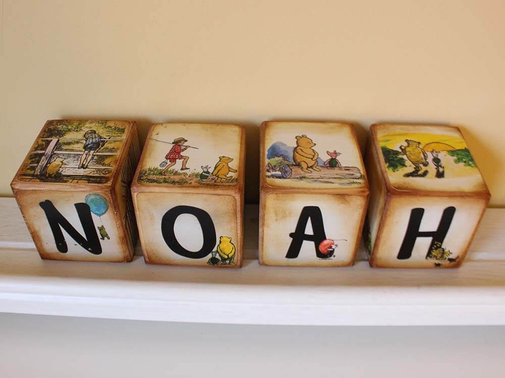 Winnie The Pooh Quotes, Personalised quote Printed blocks 
