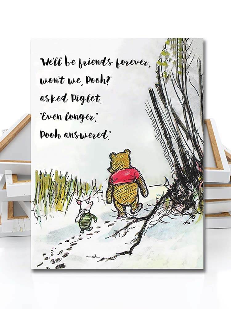 Illustration of Winnie the Pooh and Piglet with a friendship quote 