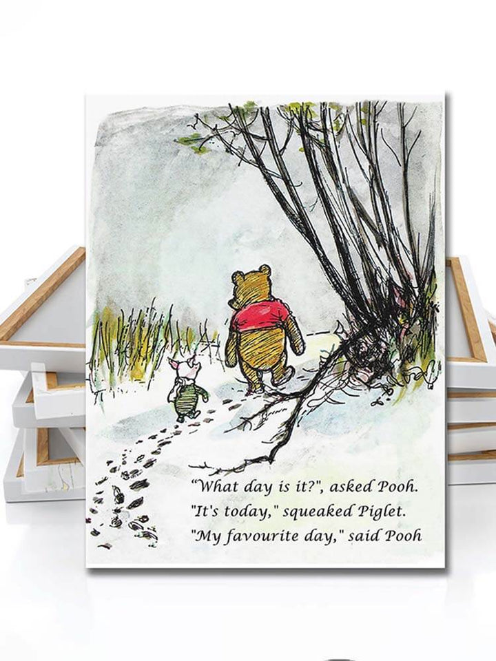 Winnie The Pooh Wall Art Canvas, What day is it, My favourite day Quote