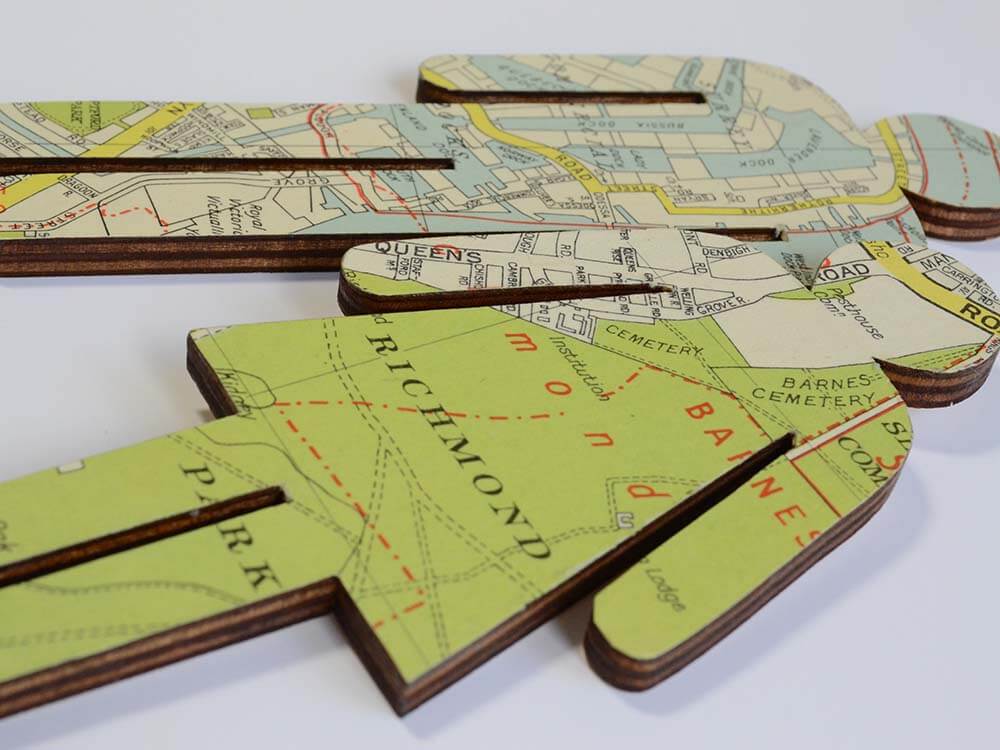 Map Covered Wooden Bathroom Sign, WC Door Sign, Male Female Sign