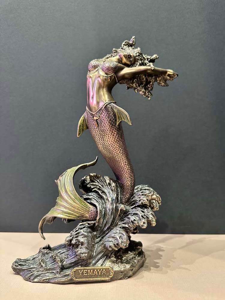 Yemaya Goddess of Water, Bronze Figurine, Mermaid 