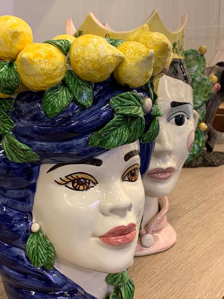 Sicilian ceramic head vase