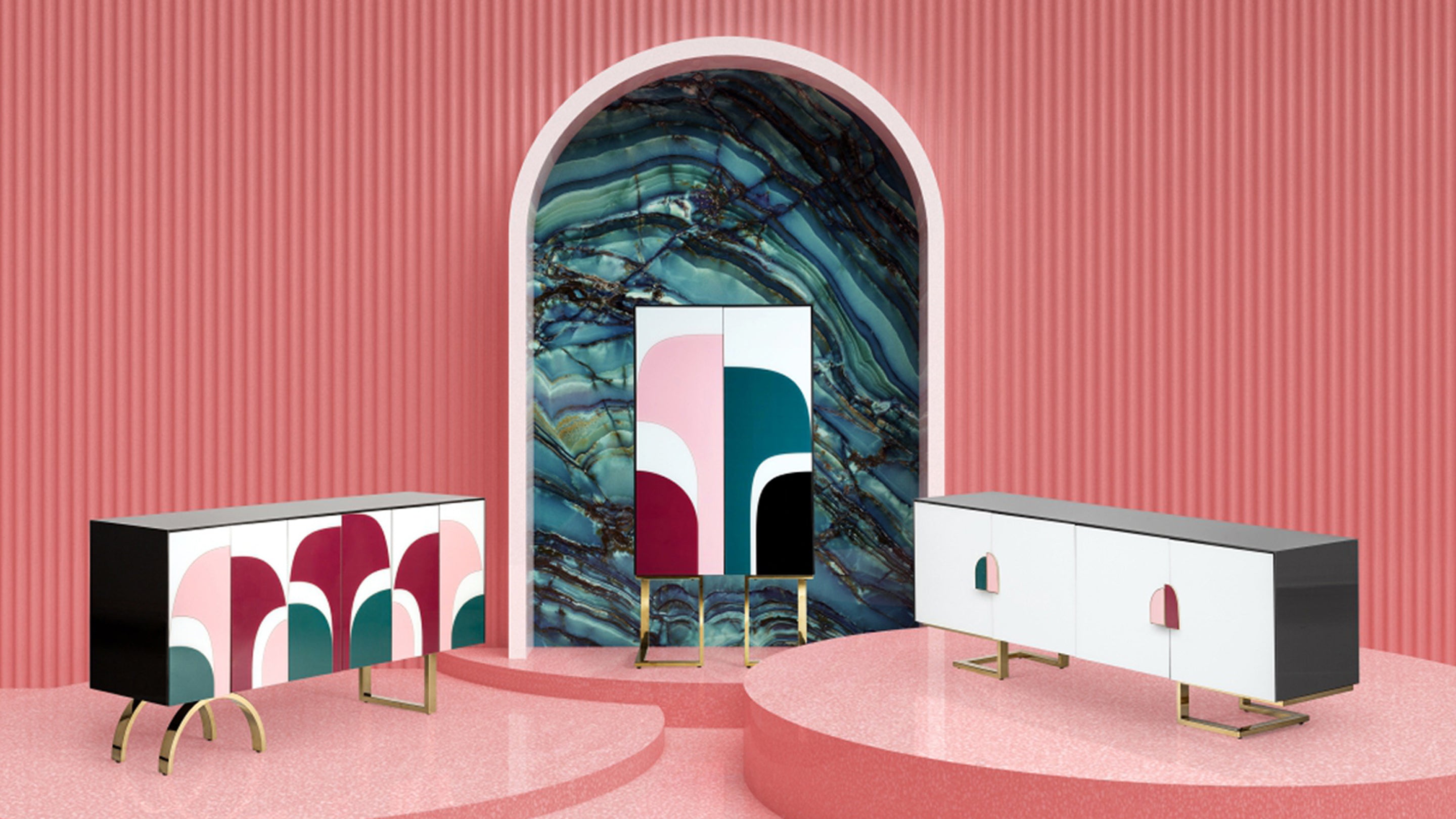 Art deco furniture, designer sideboard, European designer furniture, Modern Mid century furniture, bold pattern, bright colour furniture for living room 
