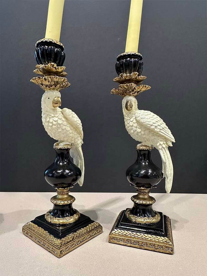 White Parrot Candle Holder