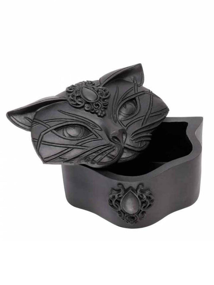 Sacred Cat Trinket Box, Black Cat Jewellery Box, Black Cat jewellery holder, Small Black Ca