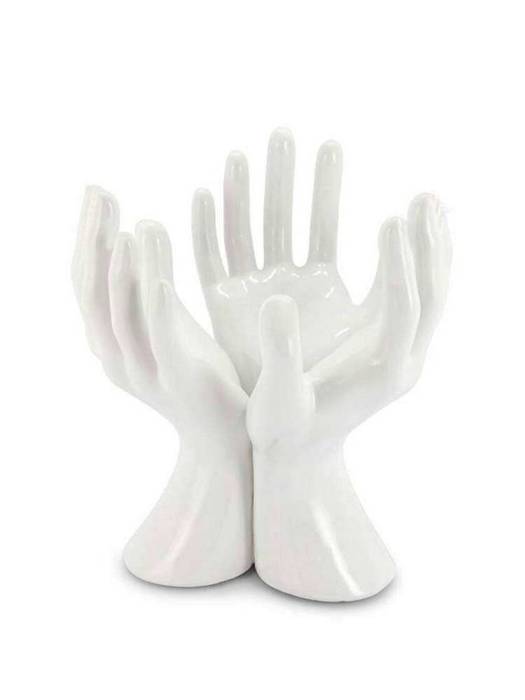White ceramic hand-shaped  vase
