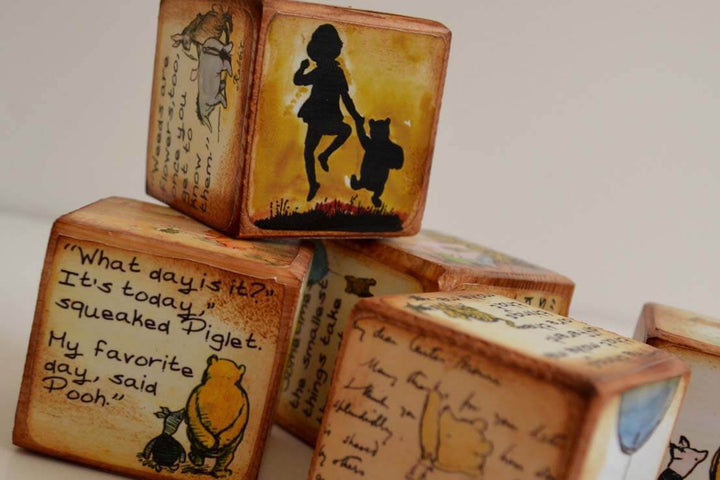 Personalized Baby Blocks, Custom made wooden blocks, Winnie-the-Pooh Theme Room