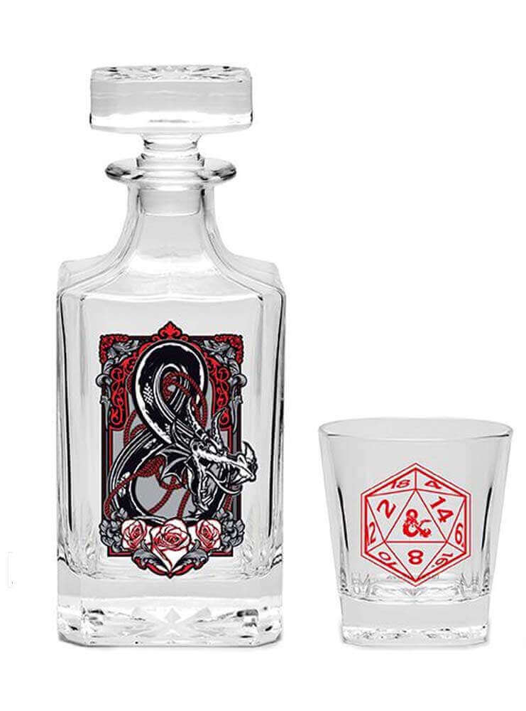 Dungeons & Dragons Decanter Set | 18cm Glass Bottle & 2 Glasses