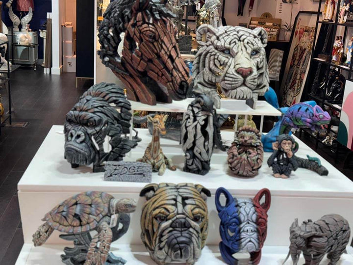 White Lion Bust, Lion Statue, Edge Sculpture by Matt Buckley, 43cm