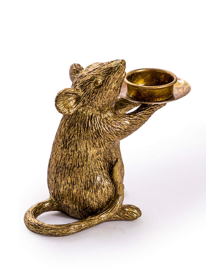 gold tea light holder mouse, taper candle holders