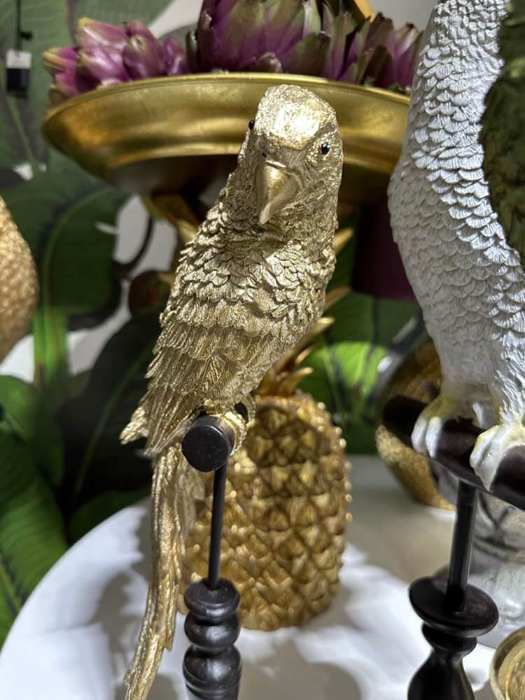 Decorative gold parrot ornamental figurine