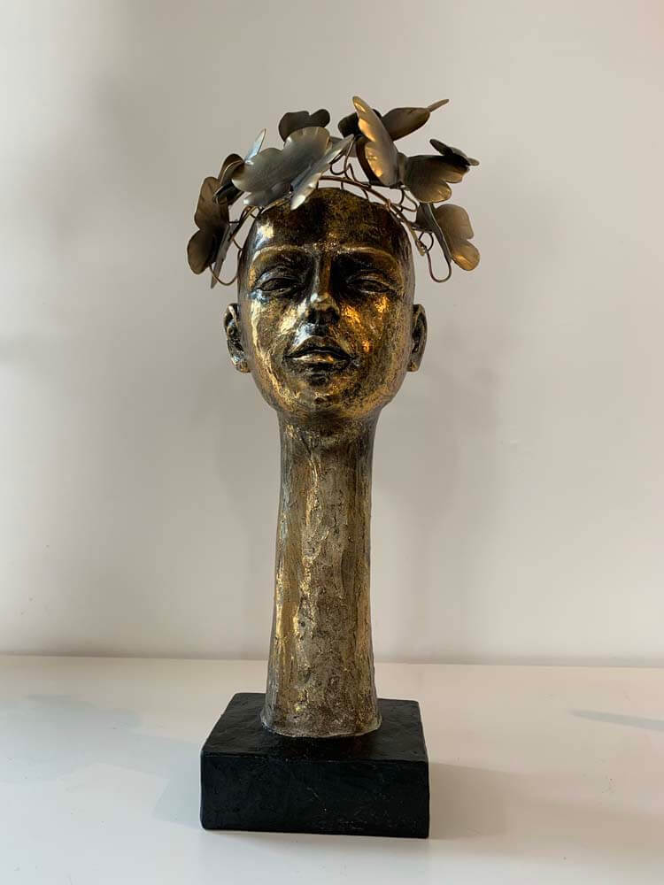 gold lady with butterflies 