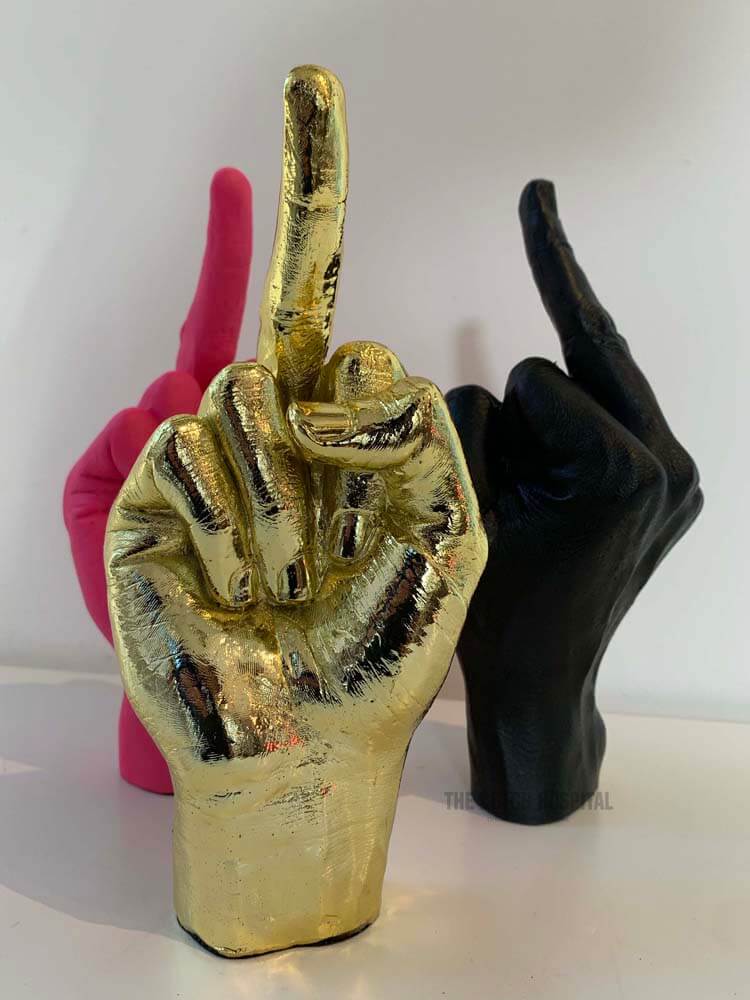 Middle Finger Hand Sculpture, Gold finger, The Finger Sculpture Gold