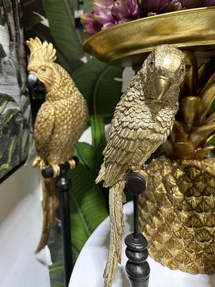 Decorative gold parrot ornamental figurine