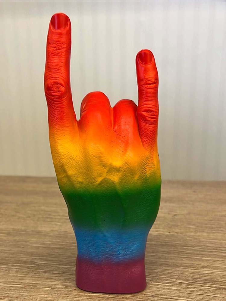 Rainbow Hand Sculpture You Rock
