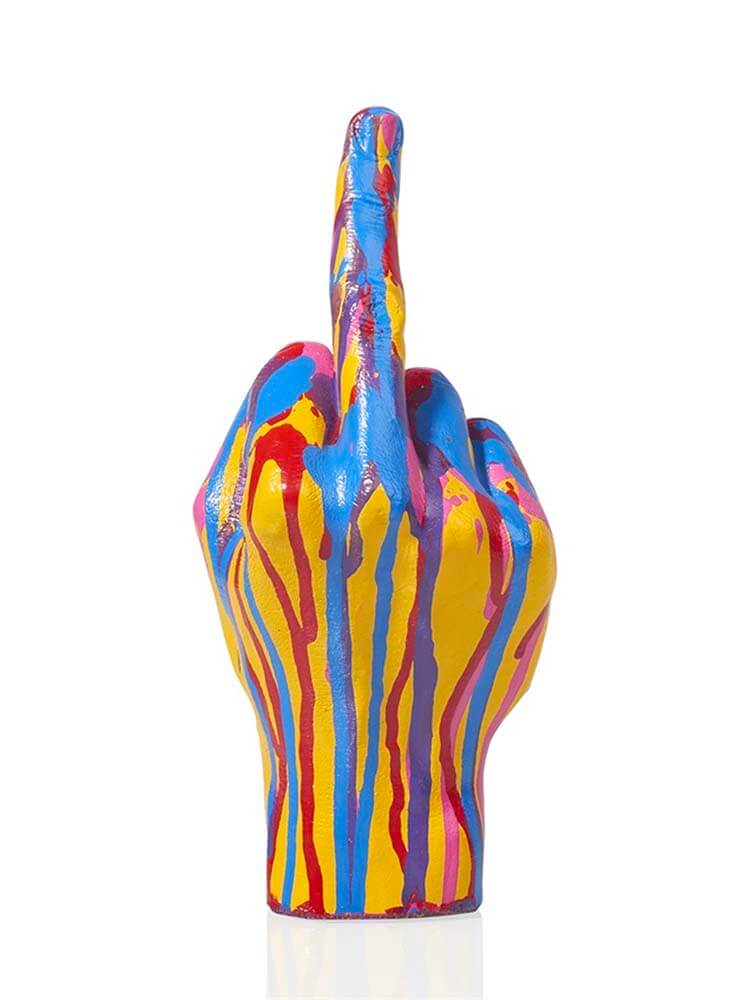 Graffiti middle finger hand statue multi colour 