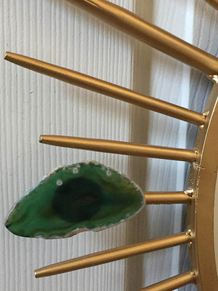 gold sun mirror, Agate Mirror, Sunburst Wall mirror Gold