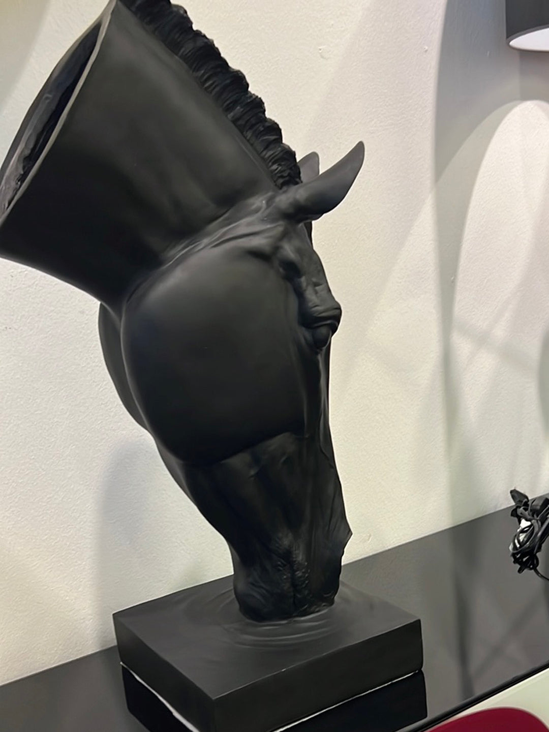 Large Black Horse Water Drinking Statue  60cm