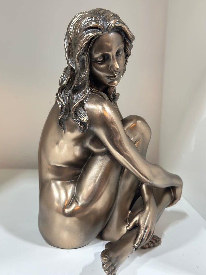 Bronze Plated Sculpture, Nude Female Figure