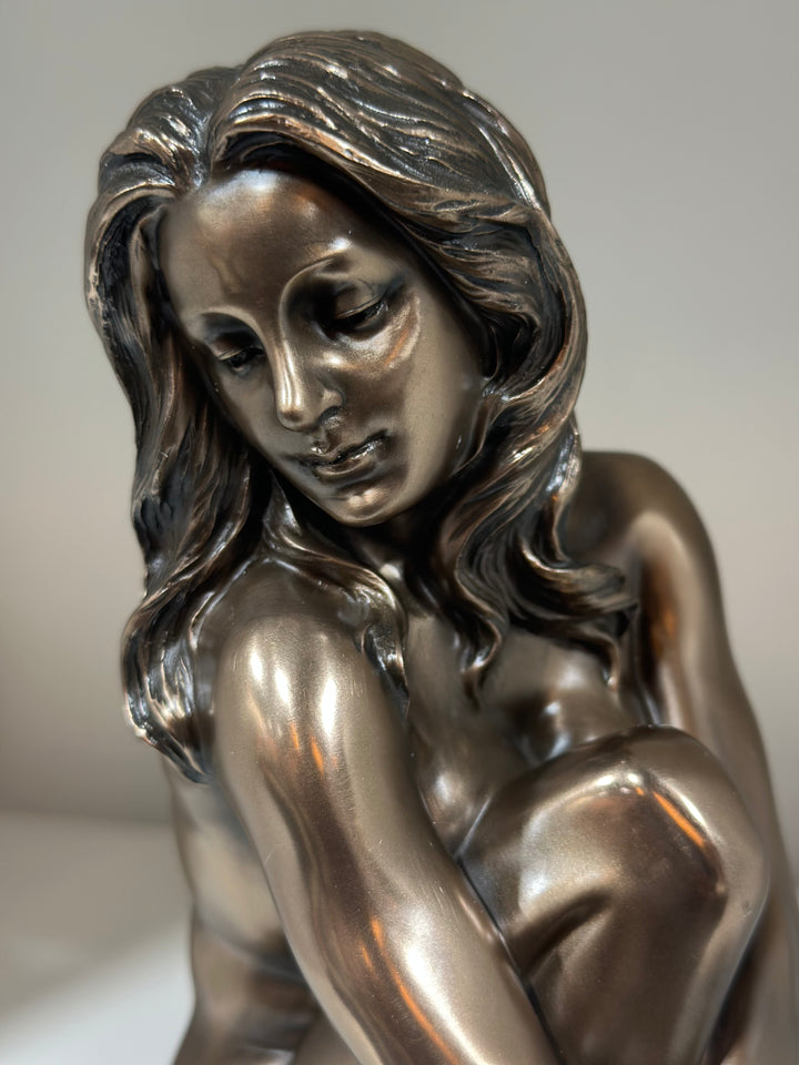 Bronze Plated Sculpture, Nude Female Figure