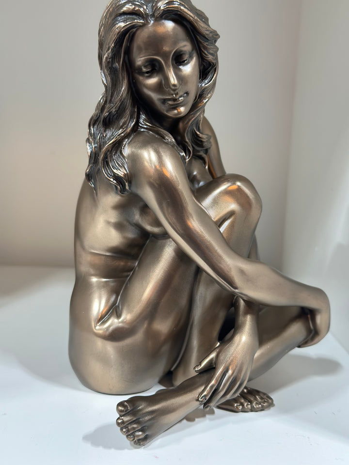 Bronze Plated Sculpture, Nude Female Figure