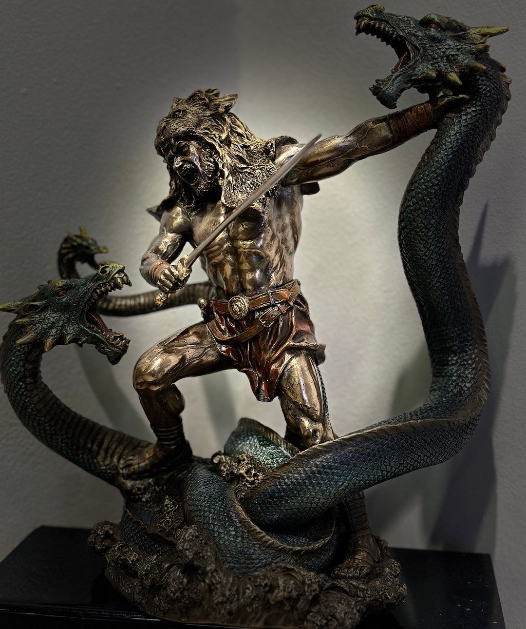 Roman Hercules Battling The Hydra Sculpture, Heracles Greek God, 33cm