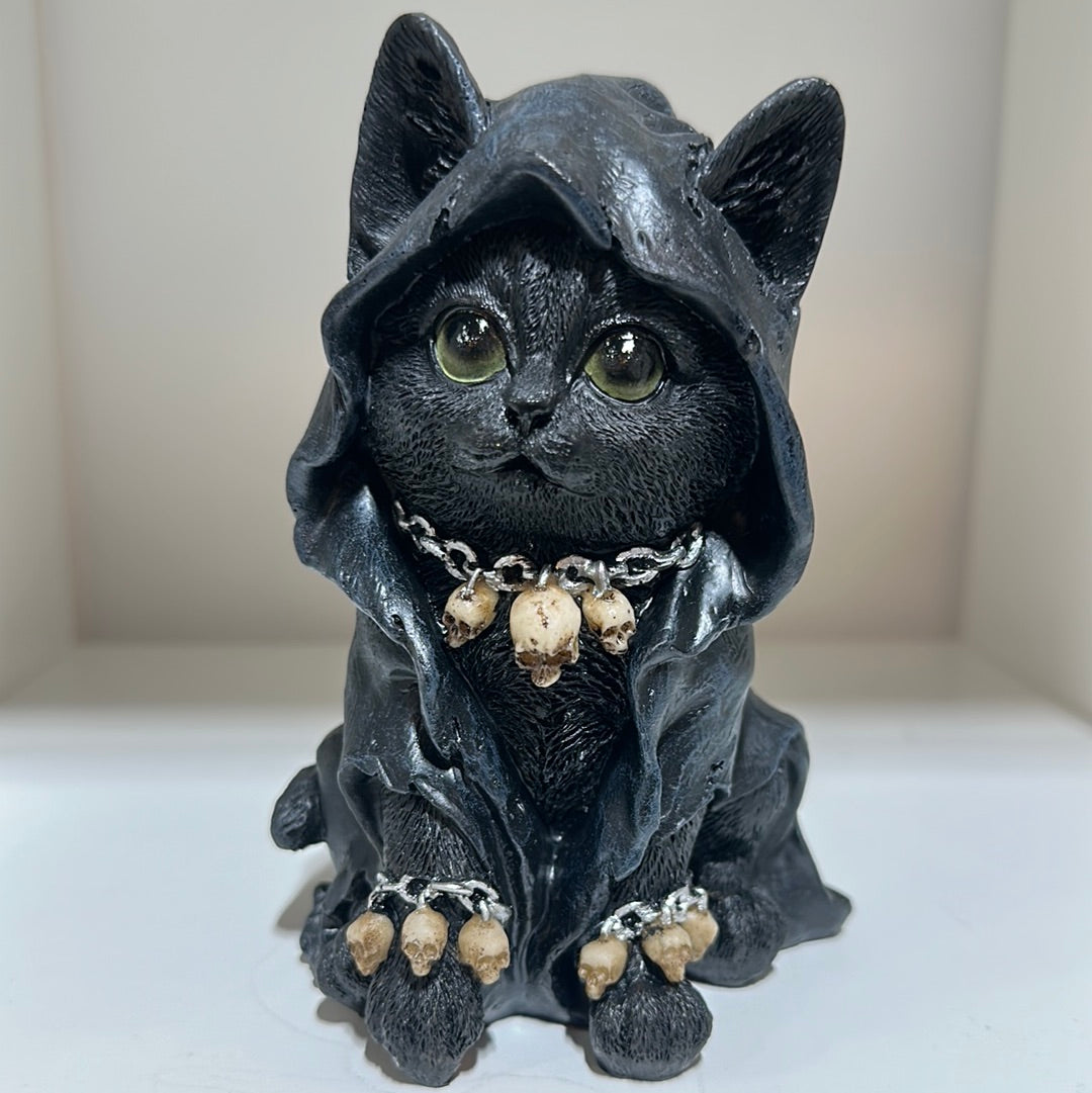 Reapers Feline Cloaked Grim Reaper Cat Figurine