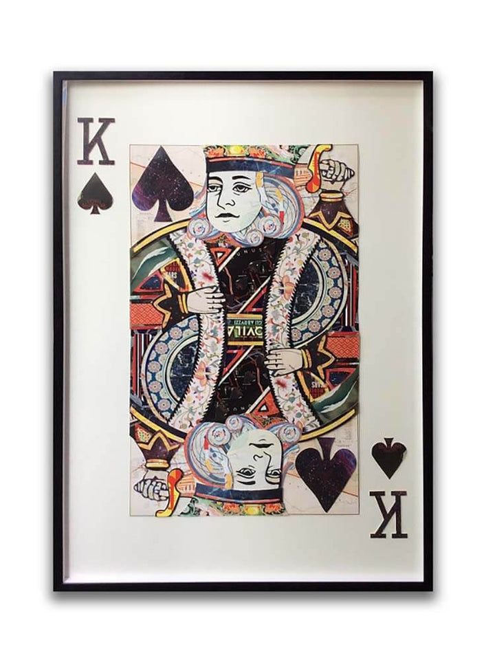 King of Spade Extra Large Collage Wall Art, Playing Card Picture,