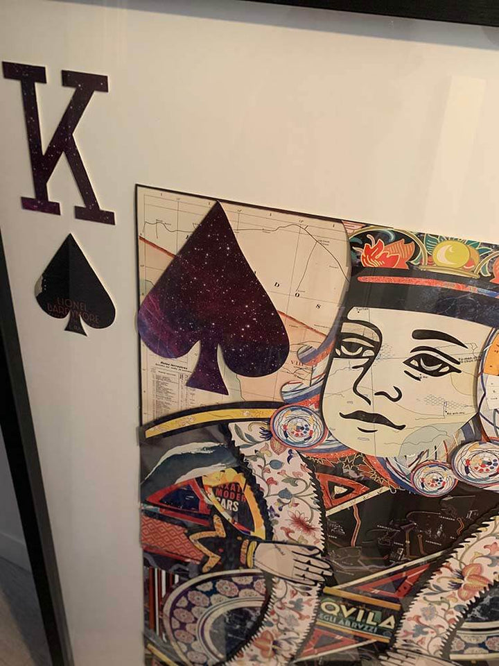 King of Spade Extra Large Collage Wall Art, Playing Card Picture,