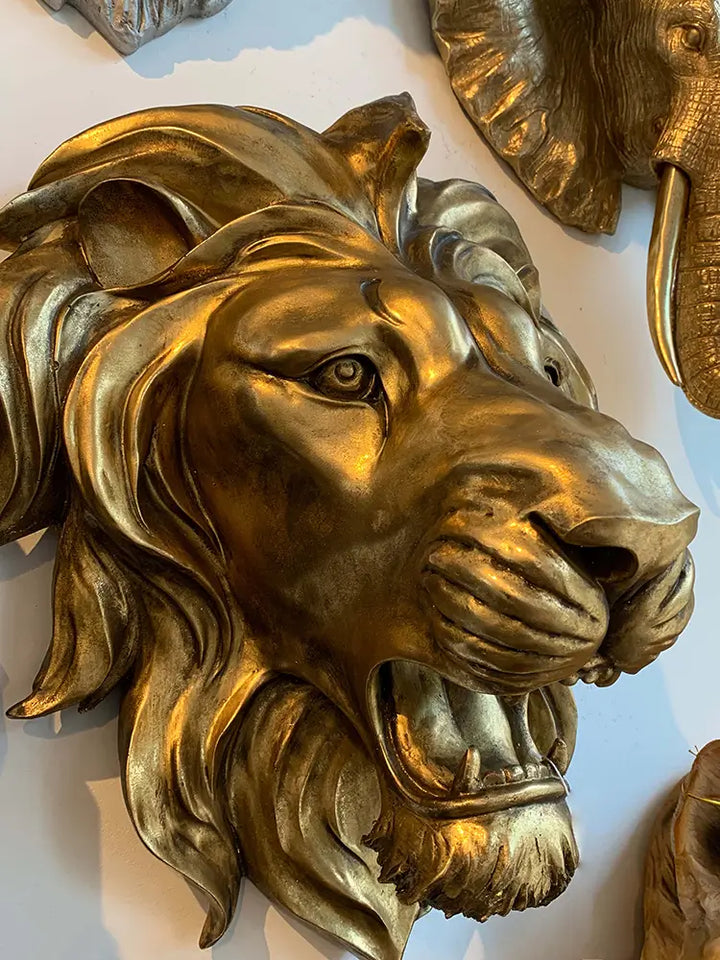 Large Gold Lion Head Wall Art