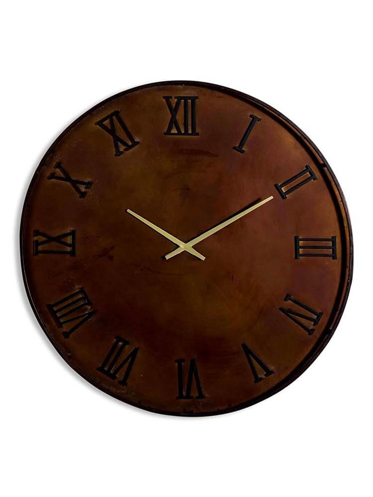 Large Antiqued Iron Industrial Wall Clock