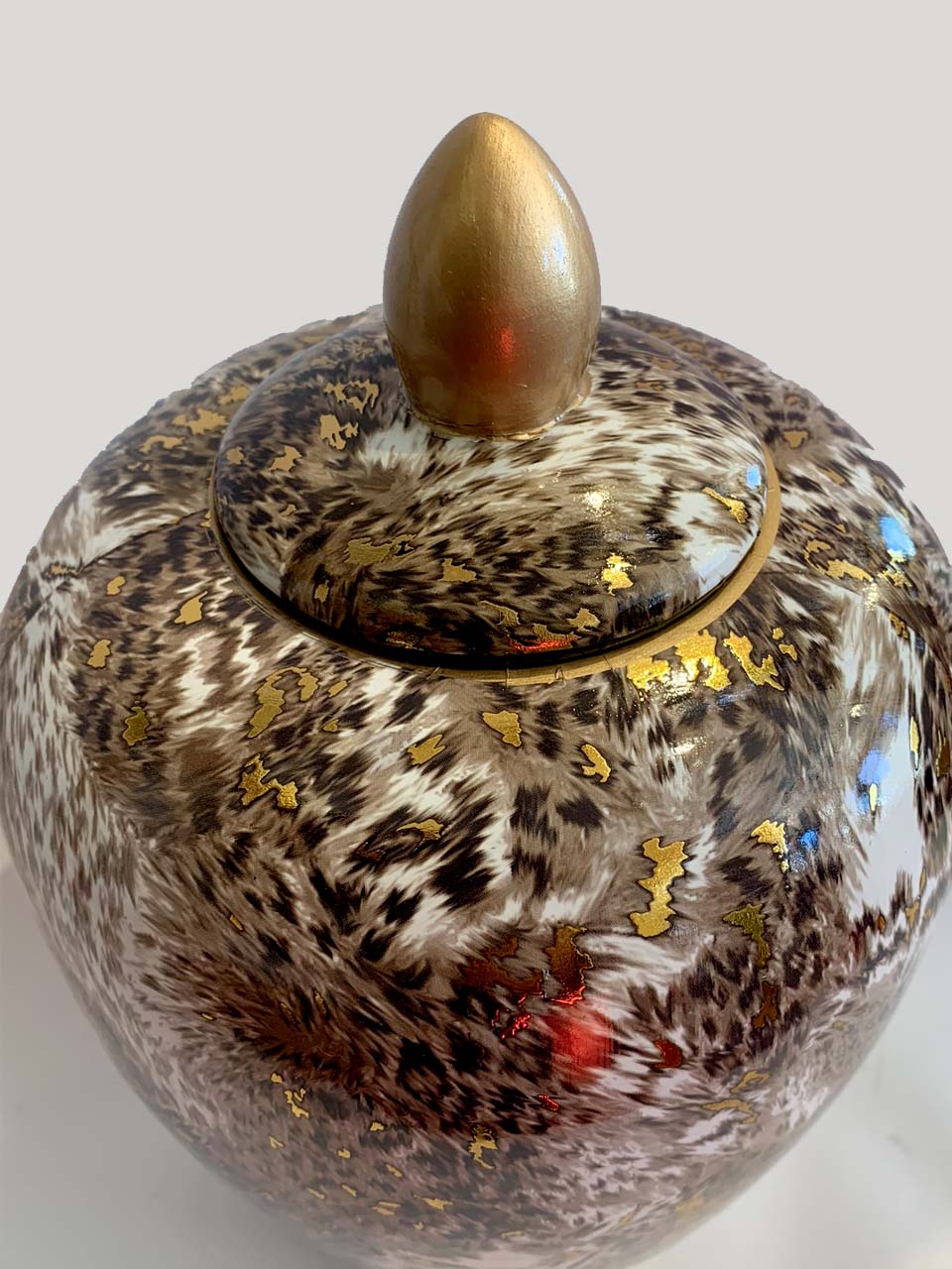 Jar, Leopard Jar, Leopard vase, Leopard Skin Printed Large Jar With Lid, Animal Pattern Vase