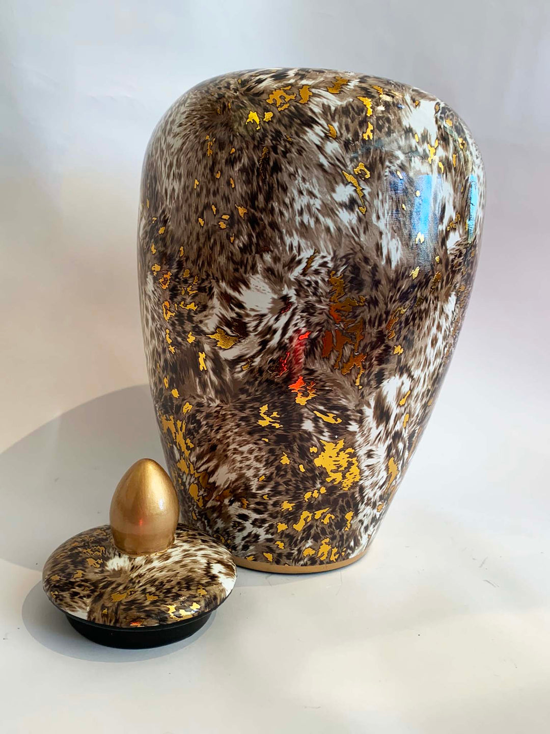 Jar, Leopard Jar, Leopard vase,  Leopard Skin Printed Large Jar With Lid