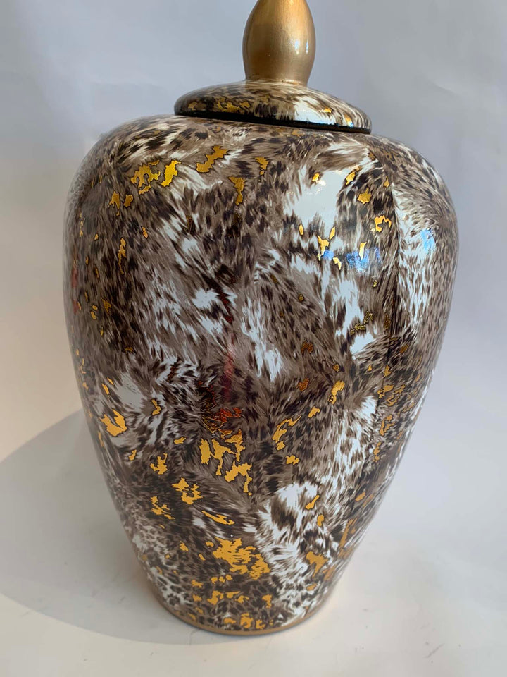 Leopard vase, Leopard Skin Printed Large Jar With Lid