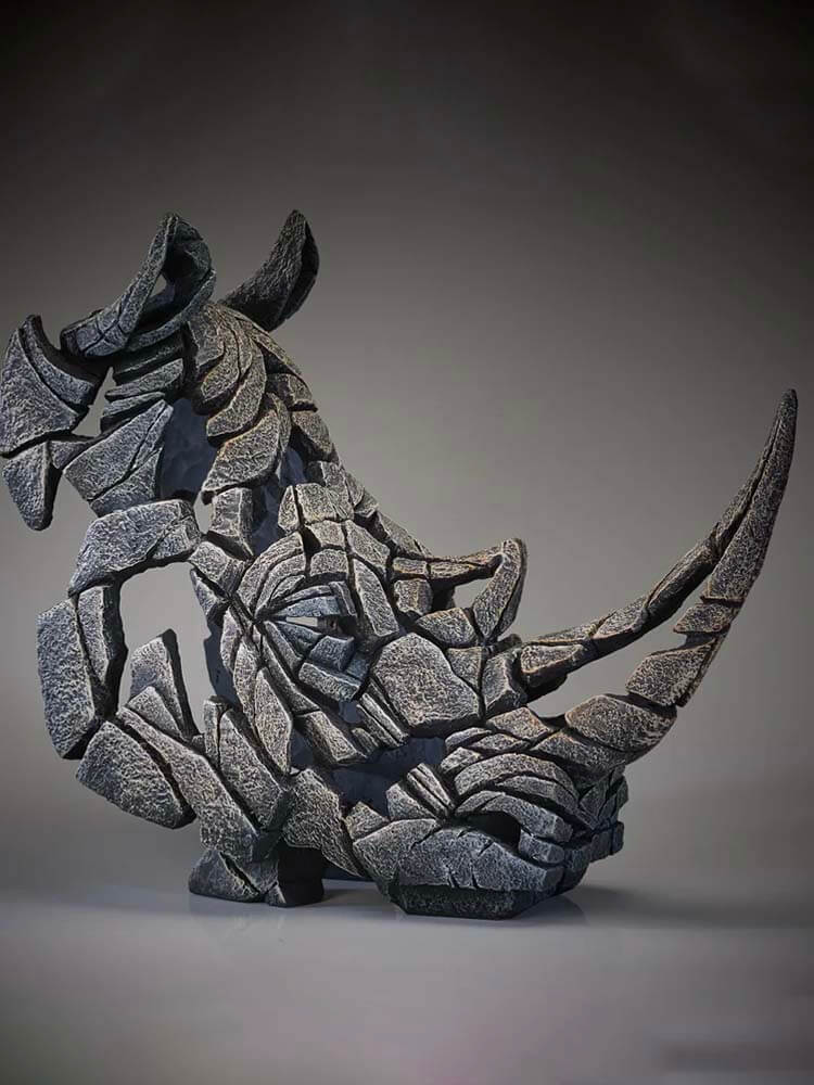 edge sculpture animal bust, rhinoceros sculpture