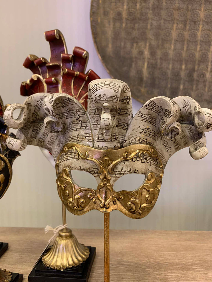 Decorative Mask, Venetians Mask,  28cm Gold/White