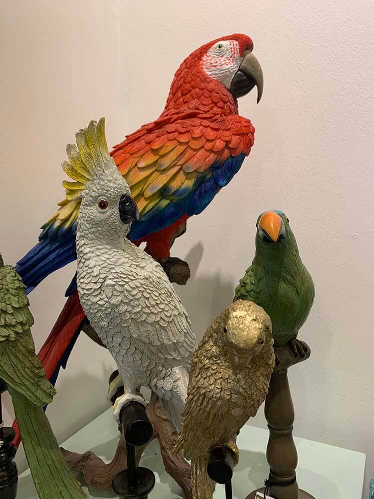 Parrots and birds figurine, Parrot on Perch figure