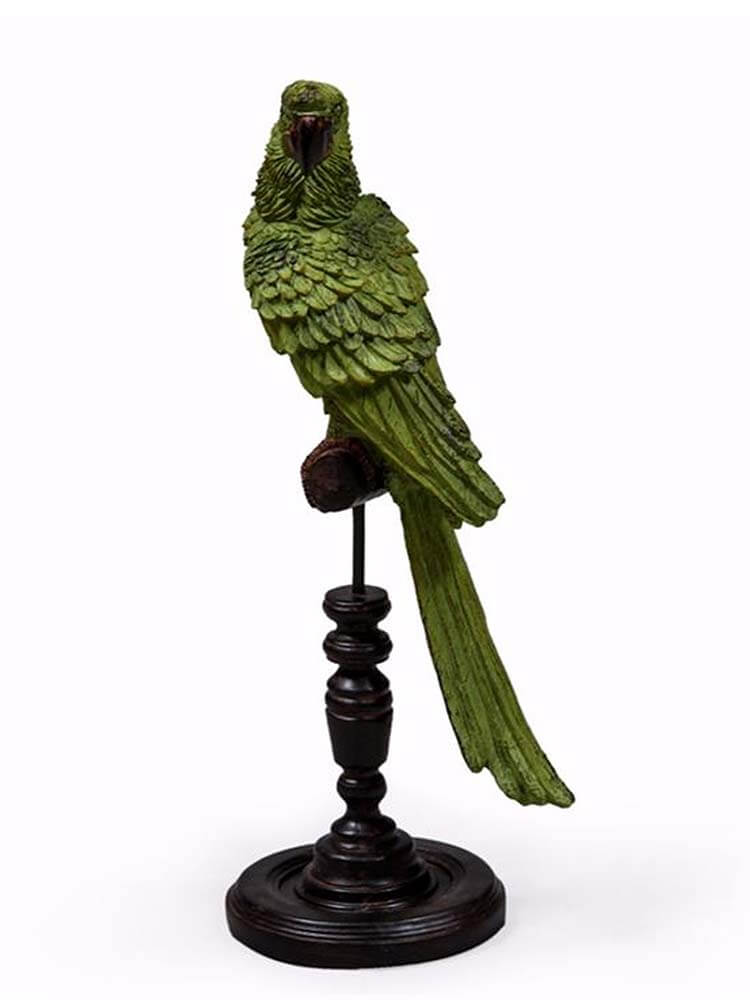 Parrot on Perch figure, ceramic parrot figurines, Parrots Figurine
