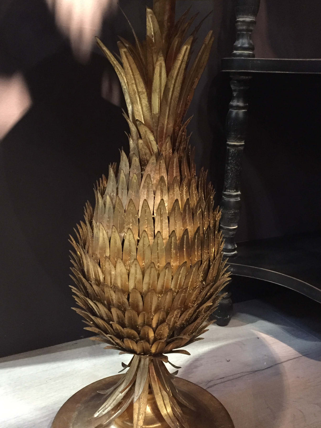 Gold Leaf Pineapple Side Table, 52cm