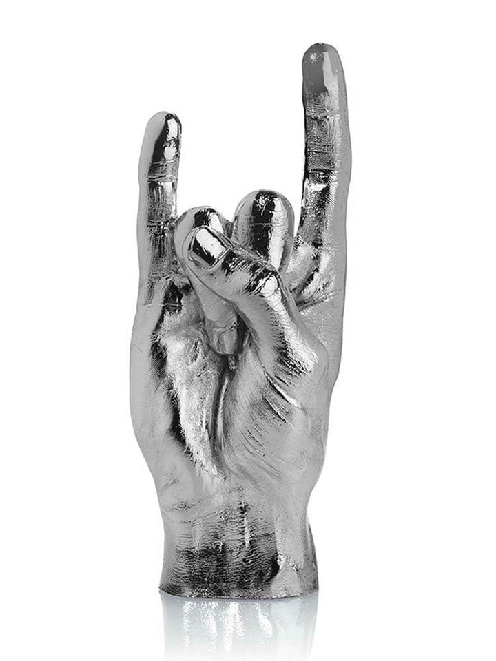 Silver You Rock Sign Hand Statue 