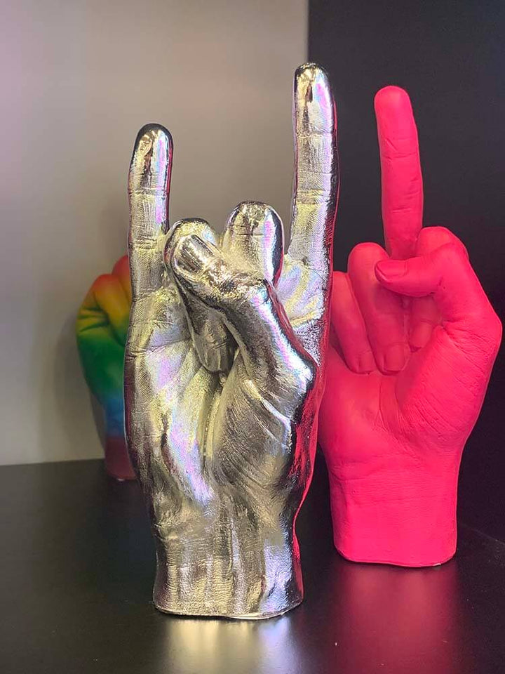 Hand Sculpture You Rock, Pink Hand Sculpture, Having A Good Time Hand Gesture