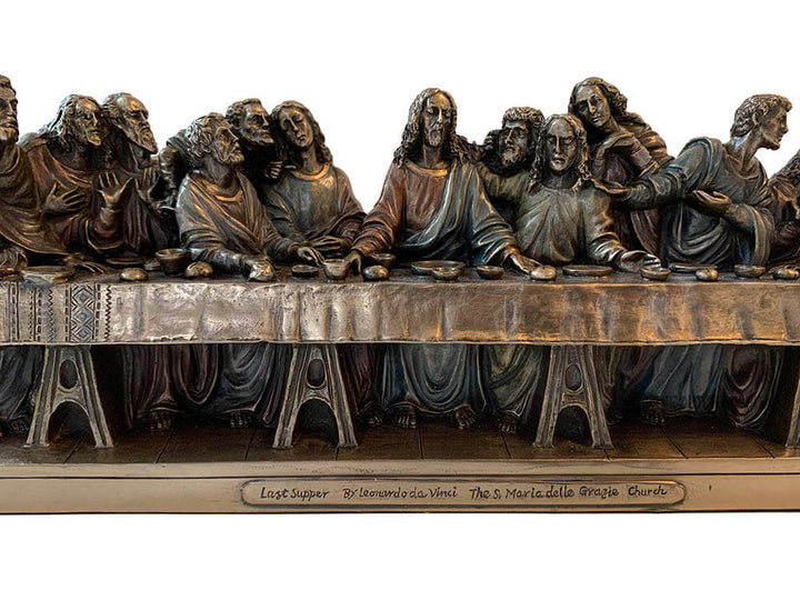 Statue of Leonardo Da Vinci's The Last Supper, Bronze Painted, 33cm