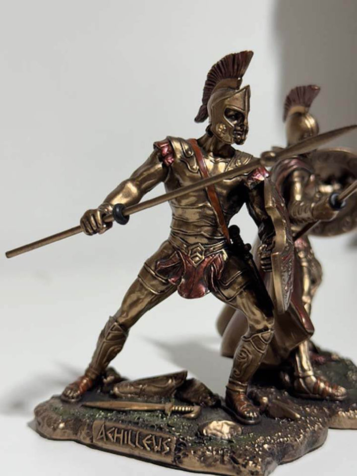 Trojan Prince Hector Fighting the Greek Hero Achilles Sculptures, Pair, Large
