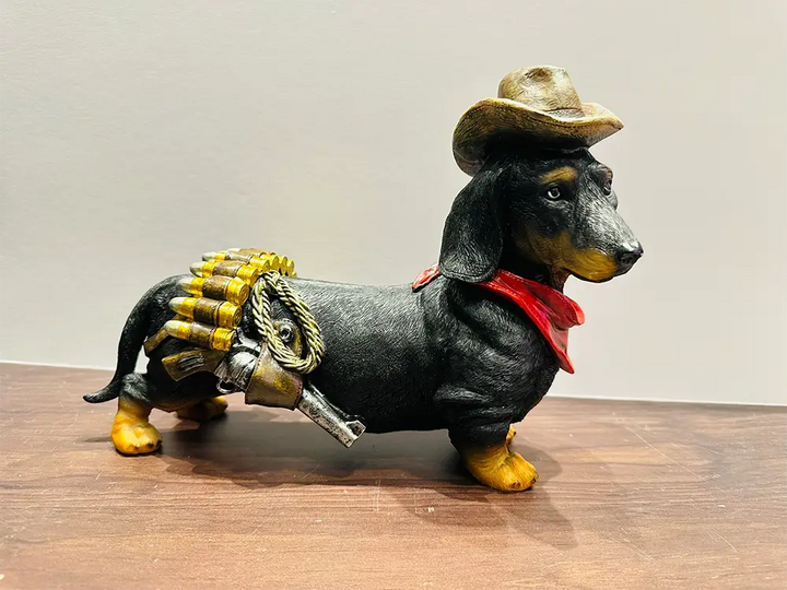 A unique gift for Dachshund lovers featuring a sausage dog dressed as a military officer in a traditional army general uniform.