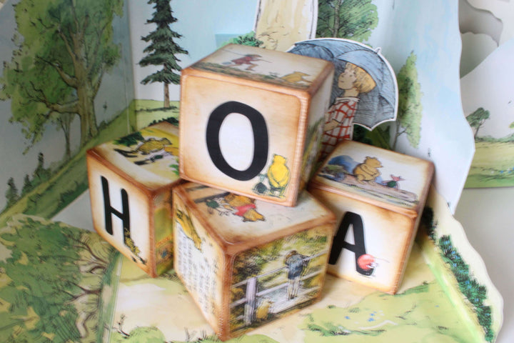 Baby Blocks, Pooh Bear Wooden Toy Blocks 