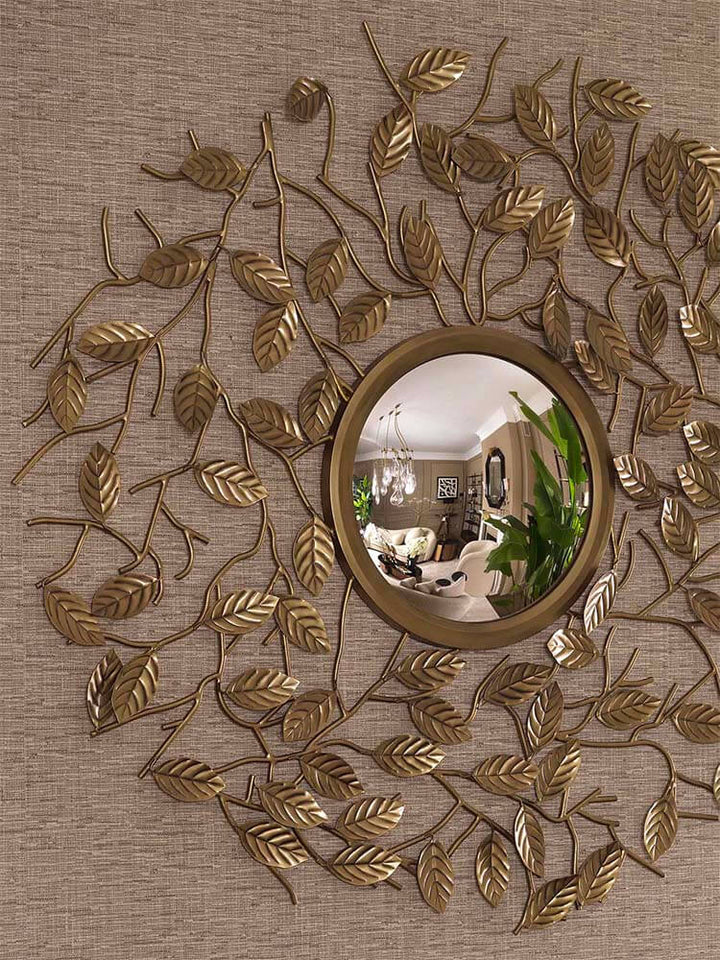 Vintage brass finish large 
convex mirror