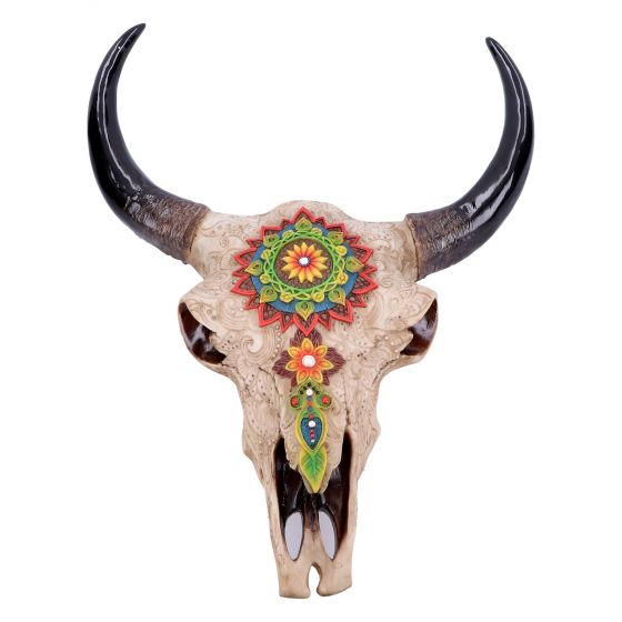 Wall Decor: Painted Skull – Fake Taxidermy  –  Rams Horns Resin