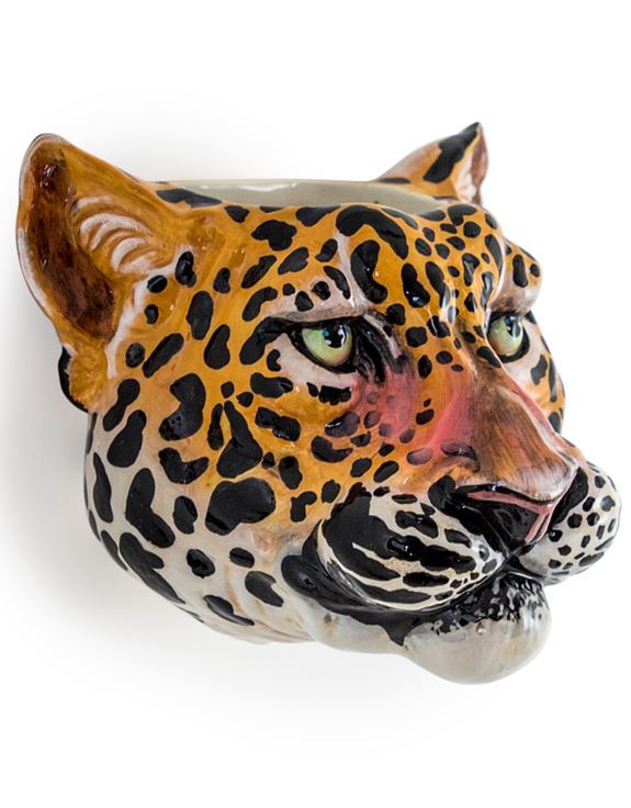 Leopard Vase, Ceramic Animal Wall Head 23cm